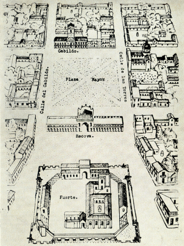 Plano general del Fuerte y Cabildo en 1810.