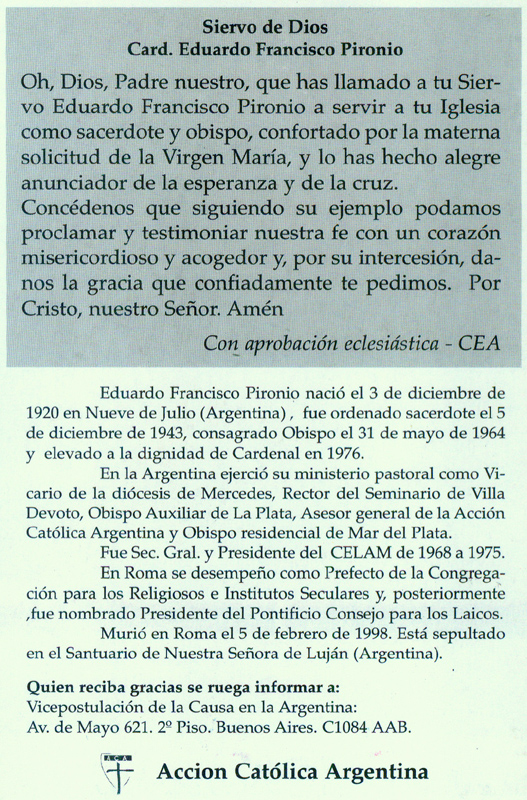 Cardenal Eduardo Pironio (oración)