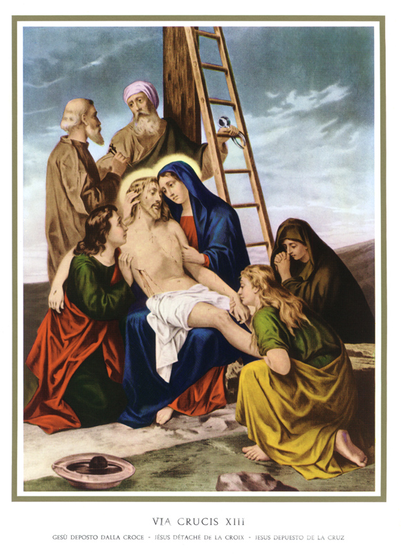 Jesús es bajado de la cruz.